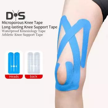 10 шт. предварительно нарезанной кинезиологической ленты для колена, водонепроницаемая спортивная лента для поддержки колена, спортивная фитнес-лента для бега, пешего туризма, верховой езды синий
