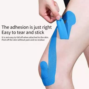10 шт. предварительно нарезанной кинезиологической ленты для колена, водонепроницаемая спортивная лента для поддержки колена, спортивная фитнес-лента для бега, пешего туризма, верховой езды синий
