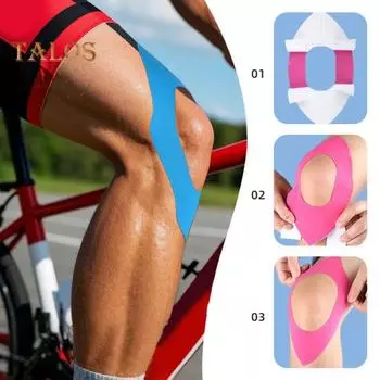 10 шт. предварительно нарезанной кинезиологической ленты для облегчения боли в коленях, эластичной водонепроницаемой спортивной ленты для поддержки стабильности колена светло-синий