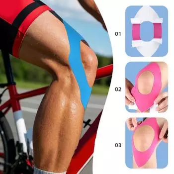 10 шт. предварительно нарезанных кинезиологических лент для облегчения боли в коленях эластичных водонепроницаемых спортивных коленей розы красного