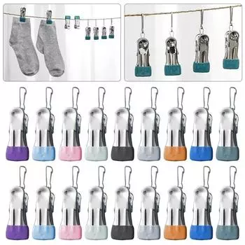 10 шт., прищепки для белья из нержавеющей стали, прищепки для белья, крючок, портативный подвесной зажим для одежды, органайзер для одежды, вешалки фиолетовый