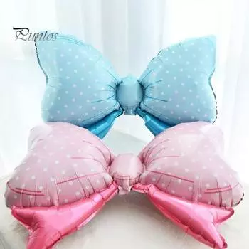 10 шт. привлекательные яркие цветные экологически чистые воздушные шары с бантом, алюминиевая пленка, воздушные шары с бантом для дня рождения, аксессуары для вечеринок синий