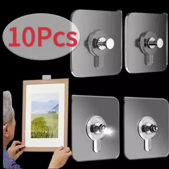 10 шт. прочные клейкие гвозди настенные крючки прозрачные бесшовные водонепроницаемые кухонные ванные винты крючок наклейка держатель для гвоздей вешалка