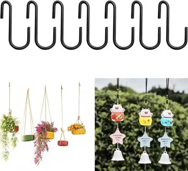 10 шт. прочных S-образных крючков, черные S-образные крючки, вешалки, держатели для кастрюль, крючки для кухонных принадлежностей, ложек, сковородок, кастрюль