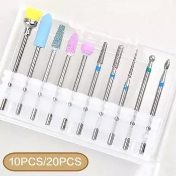 10 шт., профессиональные фрезы для ногтей, пилочки для ногтей, электрическая машина для маникюра, вращающиеся заусенцы, инструменты для полировки геля, фрезы, маникюрные наборы YSL