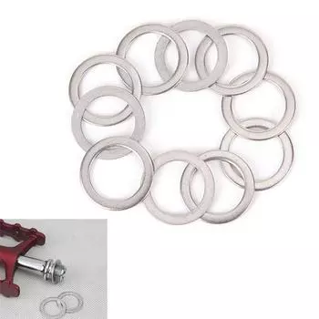10 шт., проставки для велосипедных педалей, кривошип, велосипедные кольцевые шайбы из нержавеющей стали серебряный