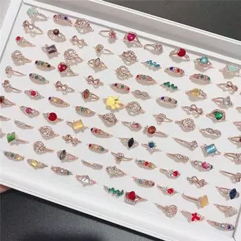10 шт. простое кольцо со стразами, подходящее женское кольцо на хвосте