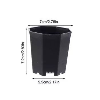 10 шт., простой восьмиугольный цветочный горшок, черный, белый, пластиковый, твердый, небольшой, для рассады, настольный, суккулентный, дышащий, декоративный горшок белый