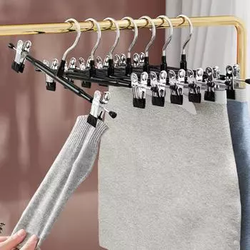 10 шт., противоскользящая вешалка для брюк, зажим для одежды из нержавеющей стали, прищепка для брюк, зажим для хранения юбок и носков, вешалка для одежды чёрный