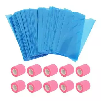 10 шт. противоскользящие повязки для тату-ручек 200 шт. чехлы для тату-машинок розовые розовый