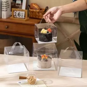 10 шт. прозрачная коробка для торта, коробка для кексов из ПЭТ, новый чехол для выпечки на день рождения