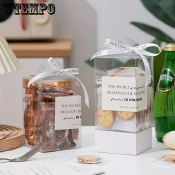 10 шт. Прозрачная сумка-тоут с наклейками, подарочная коробка из ПЭТ, прозрачная квадратная подарочная коробка для Хэллоуина, годовщин, вечеринок, свадеб, Дней святого Валентина и праздников 10pcs boxes
