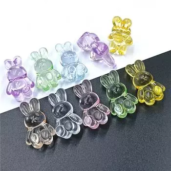 10 шт., прозрачные бусины с поперечным отверстием, кролик, медведь, бусины «сделай сам», для подвески, ожерелья, браслета, изготовления ювелирных изделий Bear жёлтый