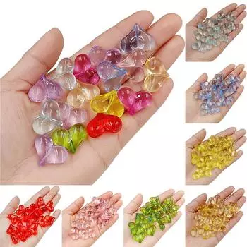 10 шт. прозрачные бусины в форме сердца, красочные бусины в форме сердца любви для изготовления ожерелья и сережек своими руками, ювелирные аксессуары синий