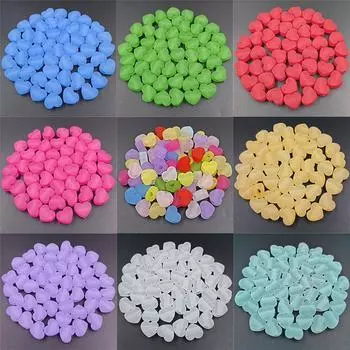 10 шт. прозрачные матовые акриловые бусины в форме сердца, аксессуары ручной работы для изготовления серег, браслетов, ожерелья, изготовления ювелирных изделий разноцветный