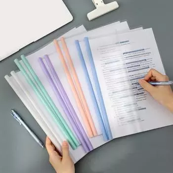 10 шт. прозрачные обложки для отчетов с выдвижной перекладиной, бумага формата A4/Letter, перфорация не требуется, утолщенная папка с дышлом розовый