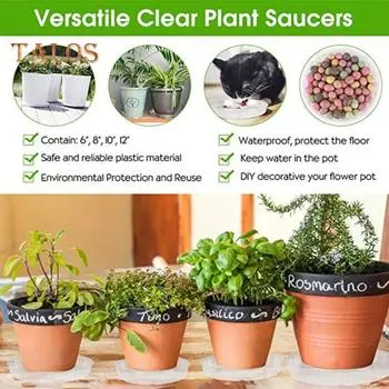 10 шт. прозрачные пластиковые блюдца для растений, поддоны для капель круглой формы, не легко деформируются, прозрачные комнатные горшки для цветов, тарелка, тарелка 6inch