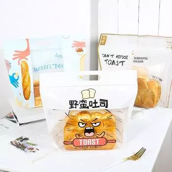 10 шт. прозрачные пластиковые пакеты для нарезанного хлеба с ручкой для печенья, конфет, печенья, почищенных вручную, упаковка для тостов M