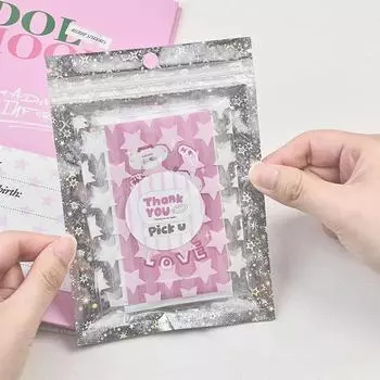 10 шт., прозрачные самозапечатывающиеся пакеты с лазерными звездами, пластиковые пакеты, закрывающаяся упаковочная сумка с застежкой-молнией для демонстрации ювелирных изделий, розничные сумки