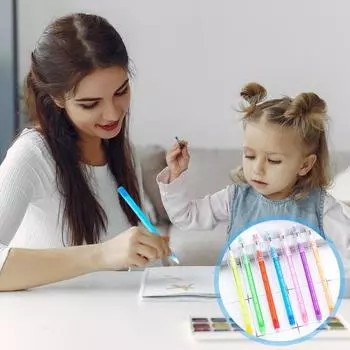 10 шт. прозрачных карандашей, не требующих заточки, складные многоточечные пластиковые карандаши с ластиками для школьного и офисного рисования оранжевый