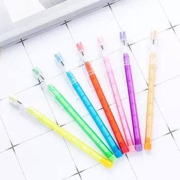 10 шт. прозрачных карандашей, не требующих заточки, складные многоточечные пластиковые карандаши с ластиками для школьного и офисного рисования красный