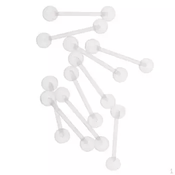 10 шт. прозрачный акриловый шарик для языка, сосков, кольцо для пирсинга со штангой