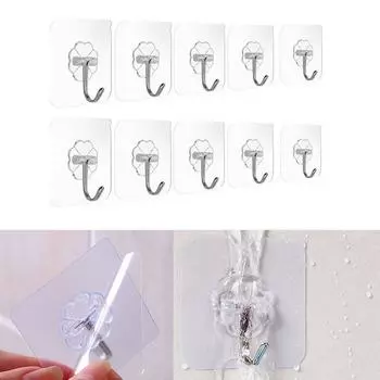 10 шт прозрачный бесшовный клейкий крючок для настенной вешалки водонепроницаемый