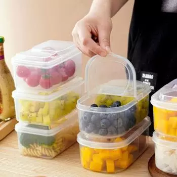 10 шт. прямоугольный контейнер для хранения продуктов питания, холодильник, безопасная коробка для хранения с одной крышкой, герметичная для продуктов питания 500ML