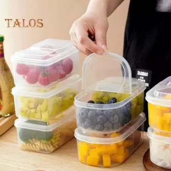 10 шт. прямоугольный контейнер для хранения продуктов, безопасная коробка для хранения в холодильнике, герметичный контейнер для продуктов с одной крышкой, легко моется, универсальный органайзер для холодильника 500ML
