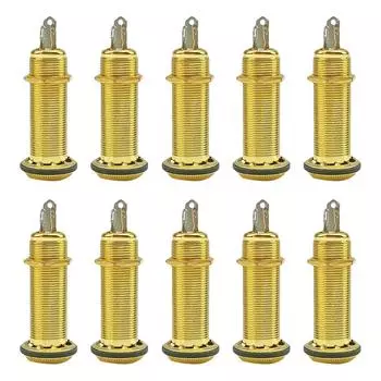 10 шт. прямых ребристых трубчатых разъемов 6,35 мм для электрогитары, бас-гитары (Серебряный)
