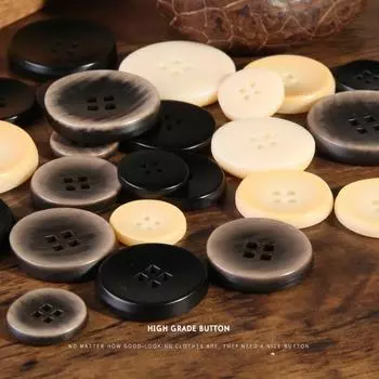 10 шт. пуговиц черного бежевого цвета для одежды, пальто, костюма, пуговиц для мужских и женских свитеров, тренчкотов с четырьмя ушками из смолы, декоративные пуговицы 1#