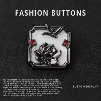 10 шт. пуговиц для рубашки, высококачественные изысканные металлические квадратные шерстяные рубашки в национальном стиле, кардиганы, высококачественные пуговицы Black * 15MM
