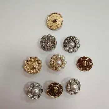 10 шт. пуговиц Xiaoxiangfeng, круглые металлические пуговицы с бриллиантовой инкрустацией, полые пуговицы из сплава, пришитые вручную, пальто, свитер, куртка 15MM-Hanging White Oil