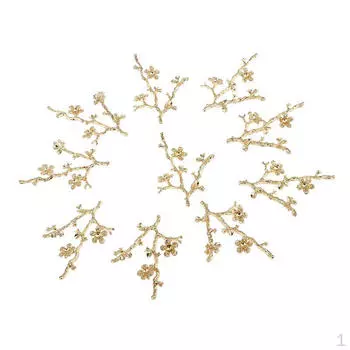 10 шт., пуговицы с цветочной веткой из сплава, украшения с плоской спинкой для украшения, поделки, золото