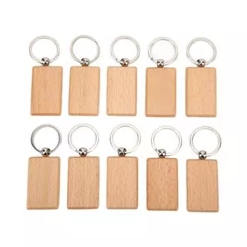 10 шт. пустой деревянный брелок для ключей гладкий прочный легкий однородный размер необработанный деревянный брелок для ключей