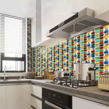 10 шт. ПВХ наклейки на стену 10x10 см мозаика обои искусство фреска плитка наклейки кухня A