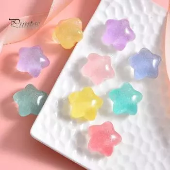 10 шт., яркие цветные бусины со звездами, милые украшения из смолы для DIY ювелирных изделий, аксессуары для чехлов для мобильных телефонов жёлтый