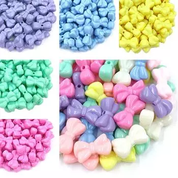 10 шт. ярких цветов, детские игрушки из бисера, сделай сам, акрил, для изготовления ювелирных изделий, бантик, свободные бусины, бантик, бусины, ожерелье, браслет ручной работы фиолетовый