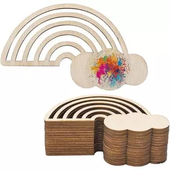 10 шт. Радуга Деревянный Вырез Незаконченный Деревянный Незаконченный DIY Поделки Подвесные Украшения Облака Диски Ломтики для Дома DIY