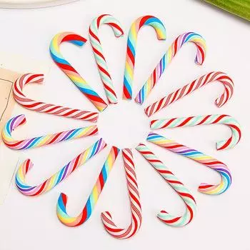 10 шт. Радужные конфеты DIY капельный клей ювелирные изделия имитация тростниковых конфет мягкие керамические тростниковые конфеты Рождество