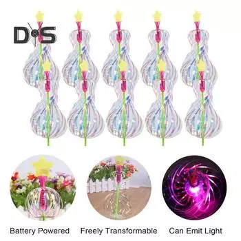 10 шт. Радужный вертушка, игрушка, радужная вертушка, палочка, лента, волшебные палочки, яркая блестящая палочка, вращающаяся палочка, светящиеся вращающиеся игрушки для праздников, вечеринок 10pcs