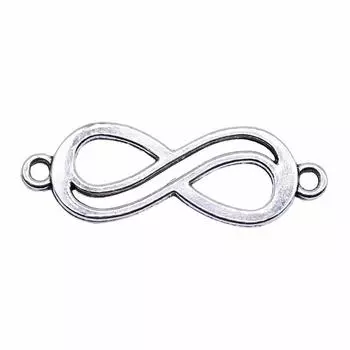 10 шт., разъем с символом бесконечности, подвески, компоненты ювелирных изделий, аксессуары, античное серебро, цвет цинкового сплава 33X12 мм