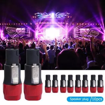 10 шт. разъемы для динамиков NL4FC, 4-контактный штекер, аудиоразъем Speakon Ohm (10x Красный) #C