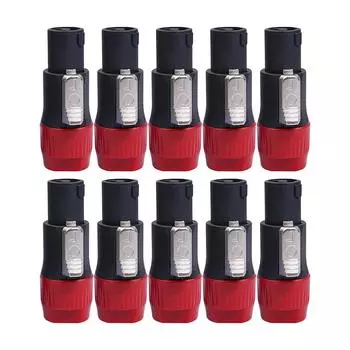 10 шт. разъемы для динамиков NL4FC, 4-контактный штекер, аудиоразъем Speakon Ohm (10x Красный)