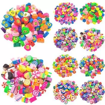 10 шт. разноцветные глиняные бусины с цветами и звездами, браслет ручной работы, мягкая керамика, ювелирные аксессуары для изготовления ювелирных изделий, новые свободные бусины, круглые бусины 2