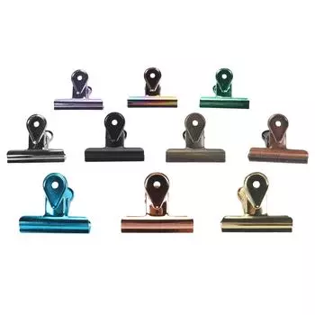 10 шт., разноцветные металлические шарнирные зажимы, многофункциональные зажимы для денег, для офисов, магазинов, домашних кухонь Large 5x4.5cm/1.96x1.77in
