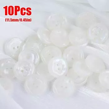 10 ШТ. Разноцветные перламутровые пуговицы Повседневный трикотаж для девочек/мальчиков Разноцветные пуговицы в виде ракушек Круглые цветочные 11,5 мм/15 мм 11.5 MM белый