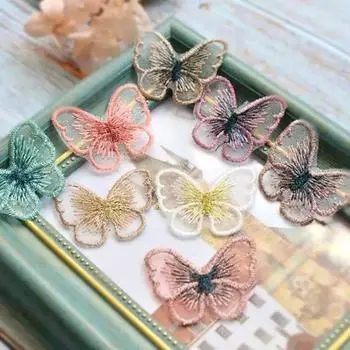 10 шт. разноцветные вышитые патчи с бабочками, термонаклейки на одежду, аппликации своими руками, ремонт, сделай сам, ремесло коричневый