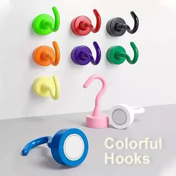 10 шт. разноцветных магнитных крючков для хранения, грузоподъемность 11 фунтов, прочные магниты для подвешивания на холодильники и потолки 10PCS
