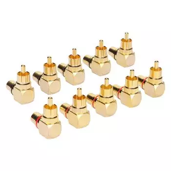 10 шт. RCA прямоугольный адаптер «папа-мама» медный позолоченный 90-градусный L-тип RCA адаптер